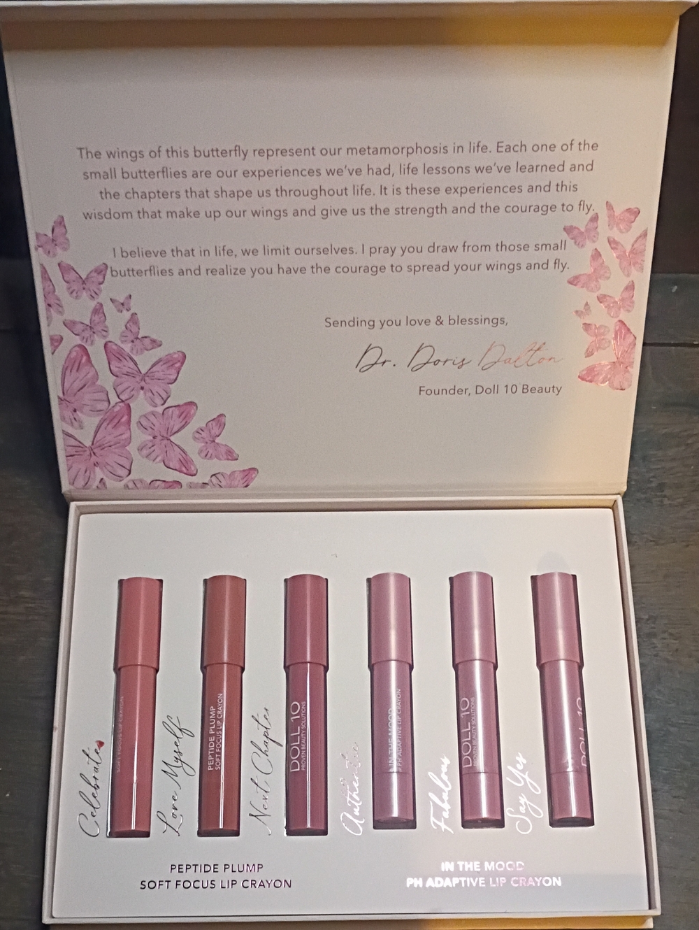 Dollcake Soft Focus Peptide Plump Lip Crayon Set — Mauve & Rose Tones
